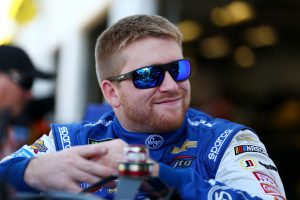 DAYTONA BEACH, FL - FEBRUARY 10: Chris Buescher, driver of the #37 Kleenex Chevrolet, looks on from the garage area during practice for the Monster Energy NASCAR Cup Series Daytona 500 at Daytona International Speedway on February 10, 2018 in Daytona Beach, Florida. (Photo by Sarah Crabill/Getty Images) | Getty Images