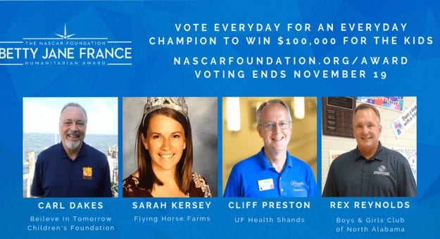 Visit Finalists Announced for The NASCAR Foundation’s 8th Annual Betty Jane France Humanitarian Award page