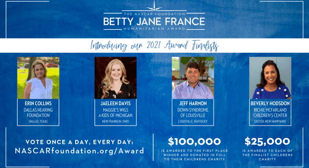 Visit The NASCAR Foundation Reveals Finalists for the Betty Jane France Humanitarian Award page